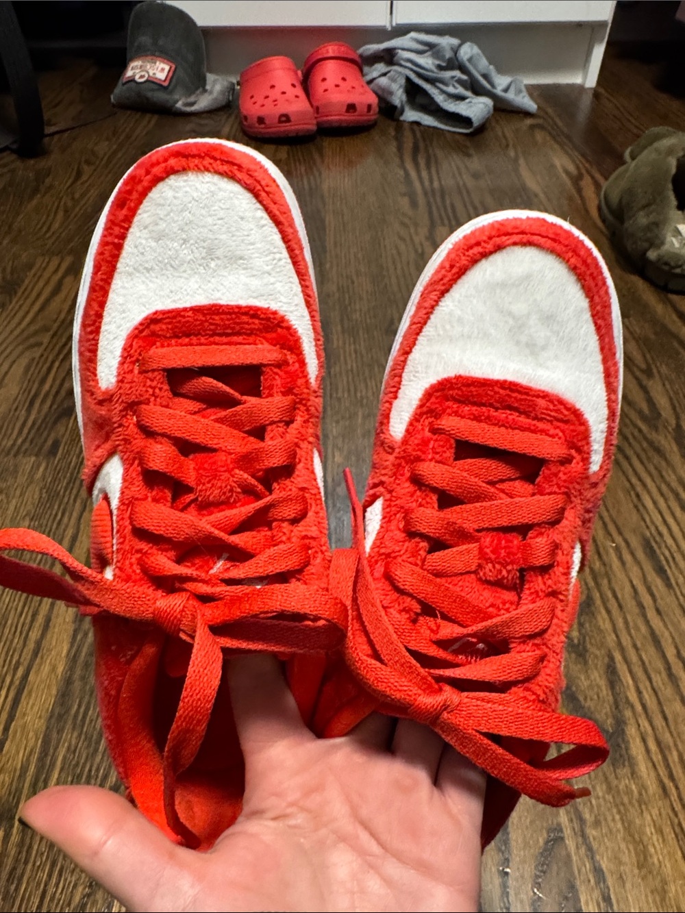 Nike Kids Red and White Suede-Look Low Top Sneakers - Picture 5 of 5